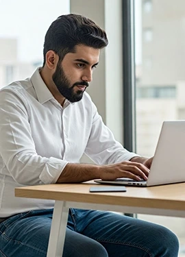 Young professional attending an online training session on a laptop at Edoxi